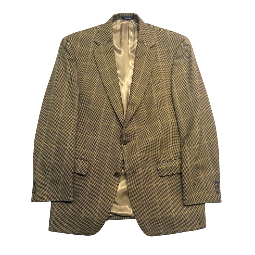 Hart Schaffner Marx 42R Brown Houndstooth Windowpane Blazer Jacket Sport‎ Coat